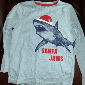 8-9Y Boden Santa Jaws Long Sleeve Tee